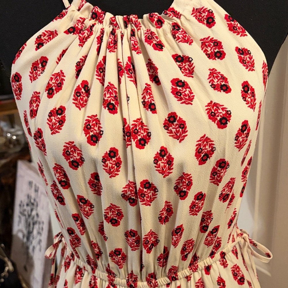 A Love A Elegant Red and Cream Jumpsuit with Wide-Leg - Picture 4 of 7